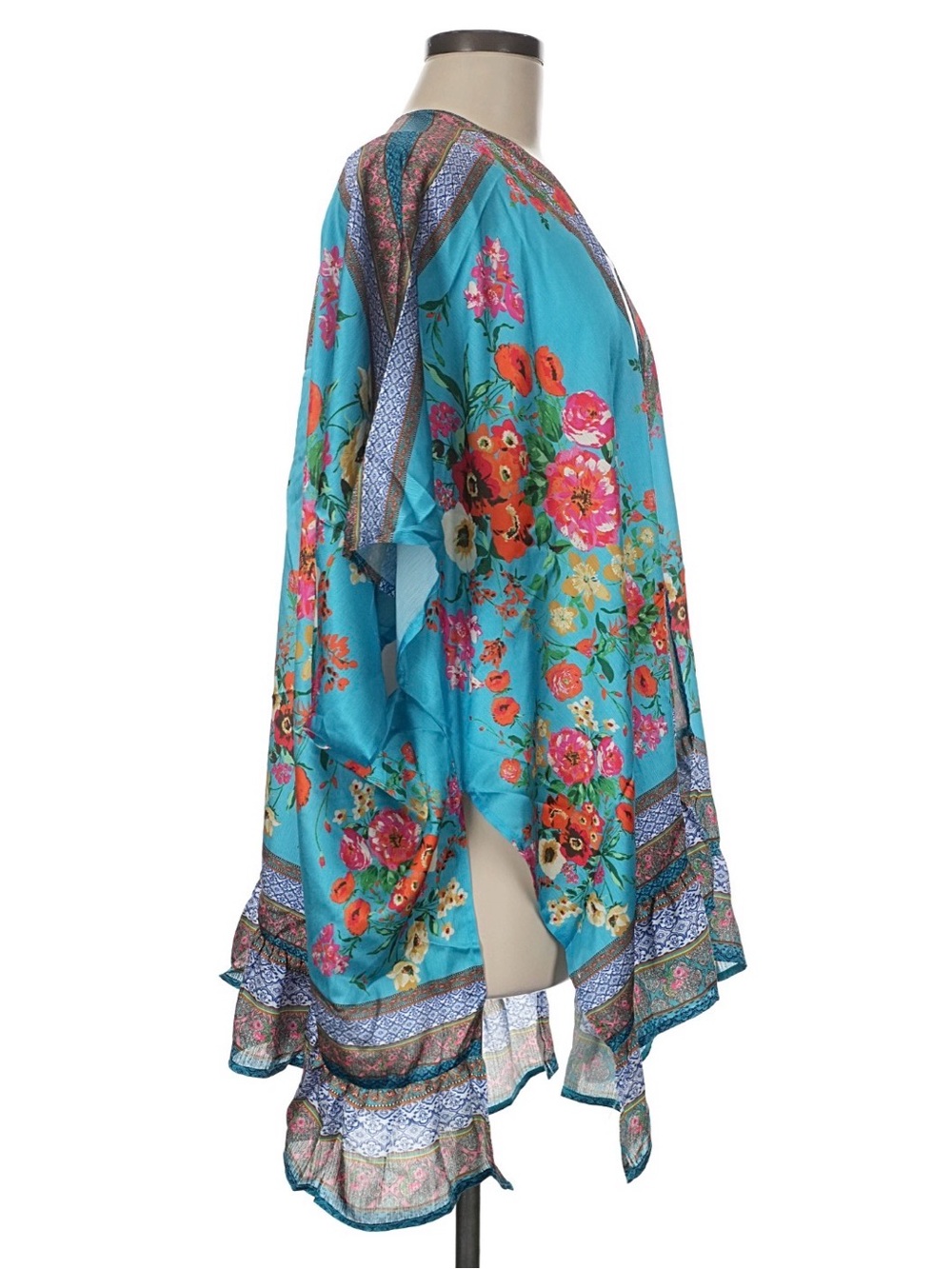 Umgee NWT Women's Boho 3/4 Sleeve Floral Kimono - Picture 3 of 7